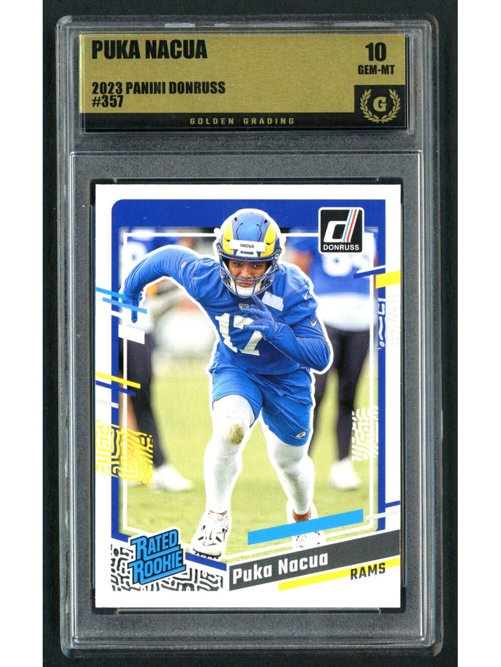 2023 Panini Donruss  Rated Rookie Puka Nacua #357 Rookie (RC) Graded Gem Mint 10